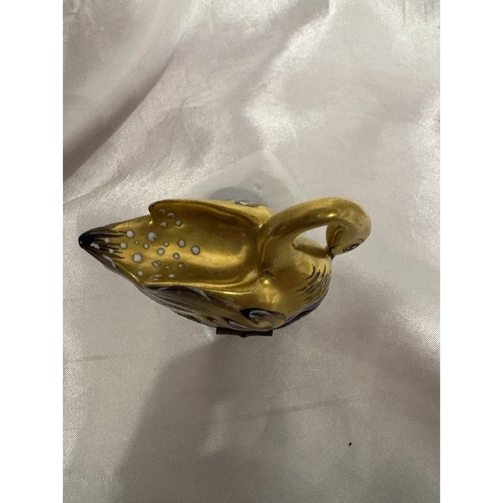 Vintage France Limoges Trinket Box Chamart exclusive Porcelain Golden Swan